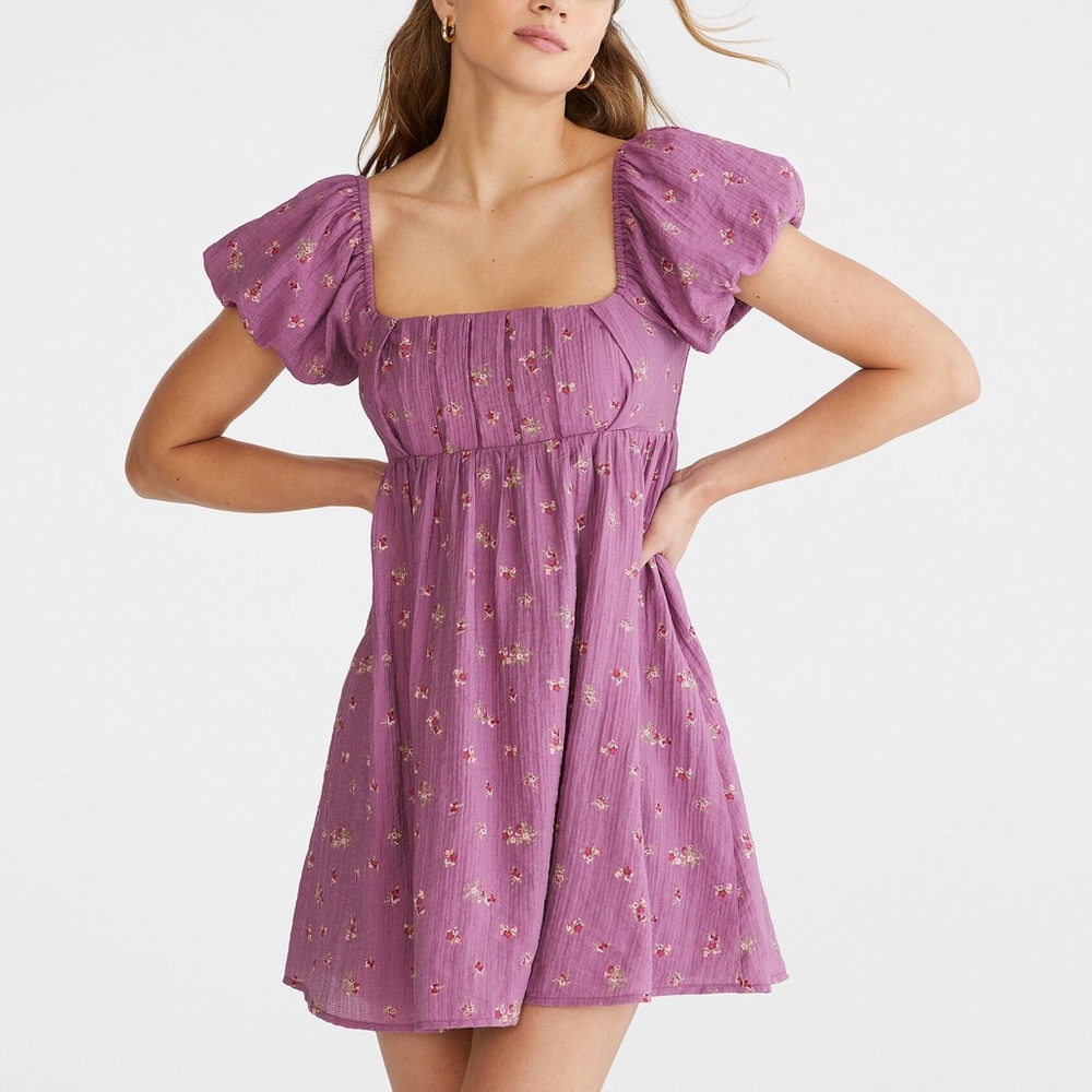 Purple floral mini dress